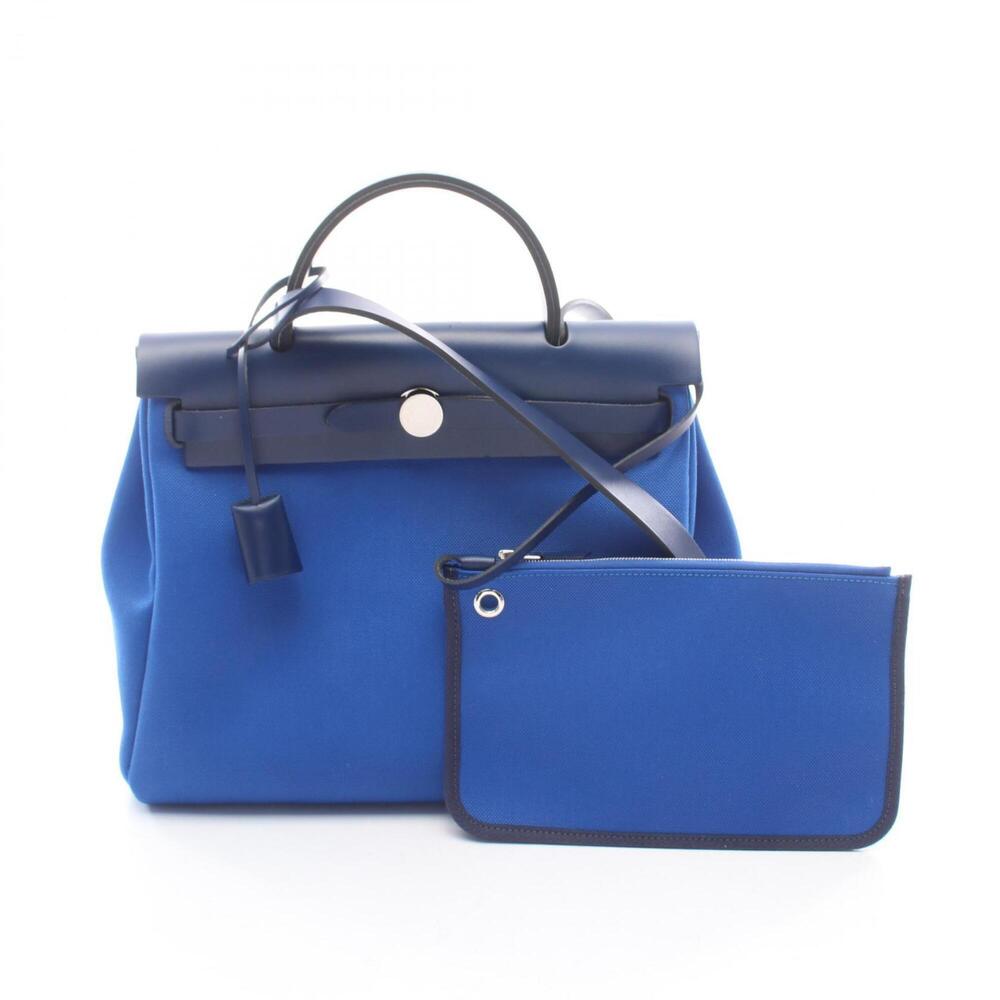 Hermes Herbag Zip PM Letournée 2-Way Handbag, Canvas Leather Toile Military V...